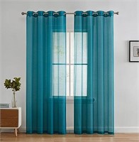 HLC.ME 2 Piece Semi Sheer Voile Window Curtain