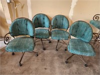 (4) Metal Cushioned Rolling Chairs