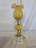 Yellow Glass Lamp w/ Marble Base