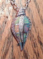 Seashell Sterling Silver & Opal Pendent
