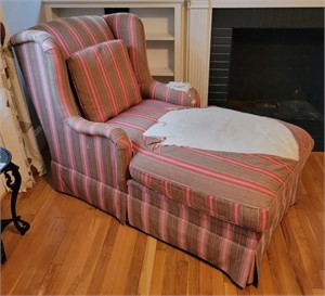 Cloth Stripped Chaise Lounge Chair (torn top