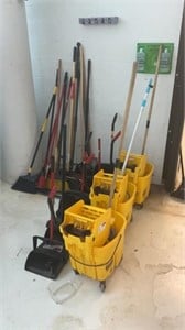 1 LOT, Assorted Brooms, Dust Pans, Floor