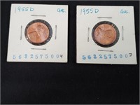 (2) 1955 Wheat Pennies  Uncirculated