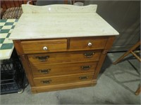 MARBLE TOP CHEST OF DRAWERS -- 30 X 19 X 32