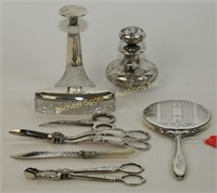 8 PIECE STERLING AND SILVER PLATE MIXED VANITY SET