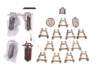 Dollhouse Sleds, Easels, and Brass Pieces (19 pcs)