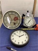 Three wall clocks