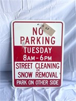 No Parking Tuesday Sign