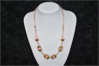 Vintage Pink Glass Beaded Necklace