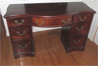Vintage Mahogany Serpentine Pedestal Desk