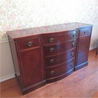 Inlaid Bow Front Sideboard w/ 6 Drawers