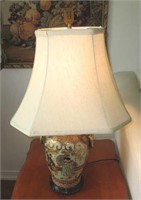 Oriental Lamp w/ Wood Carved Base & Final