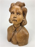 Antique Wooden Carved Bust Statue.