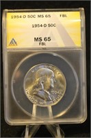 1954-D MS65 Franklin Silver Half Dollar Certified
