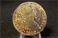 1804 Gold Plated Mexico Colony 8 Reals Silver Coin