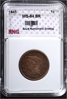 1845 LARGE CENT RNG CH BU BR