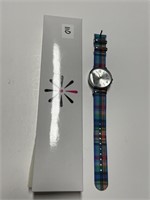 ISAAC MIZRAH LIVE PLAID BAND WATCH NEW IN BOX