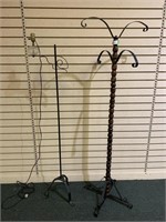 2 Unmatched mid century items, oak and metal hall