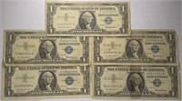 Lot of 5: $1 Silver Certificates