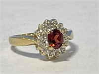 10 kt Gold Ruby & Diamond Ring Size 3 1/2