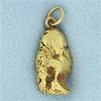 24k Gold Nugget Pendant with 18k Gold Bale