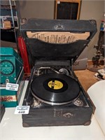 Portable Gramophone & record albums