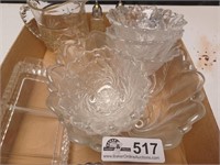 Box lot containing Star of David clear glass pitch