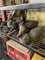 5 Wooden Body Duck Decoys