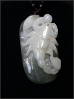 Carved Jade Scorpion Pendant on Necklace