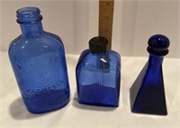 Cobalt Blue Perfume Bottle & Medicine Bottles