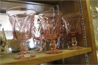 LOT OF EIGHT PINK GLASS GOBLETS