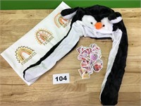 Child’s Penguin Hat, Dessert Stickers, Pillow Case