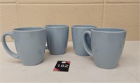 4 Corelle Stoneware Light Blue Coffee Mugs 4"