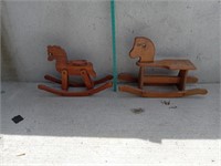 Two small wood vintage rocking horses