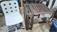 Rolling Chair & Folding Wood Deck Table