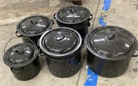 Lot of 5 Granite ware pots