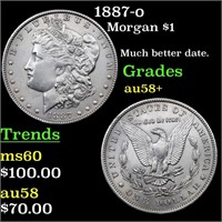 1887-o Morgan $1 Grades Choice AU/BU Slider+