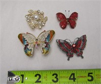 4 Butterfly Pins