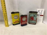 3 Linseed Oil Cans