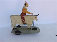 Rare 1920' Antique Rodeo Clown Pull Toy