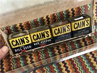 Vintage Metal Cain's Seasoning in Wood/Metal Rack