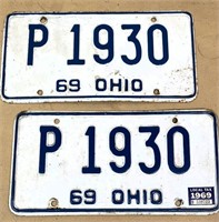 pair 1969 OH license plates