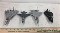 4 die cast metal fighter jets made by Ertl