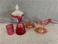 Red & Pink Glass Lot