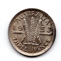 1953 Australia Threepence Silver Coin