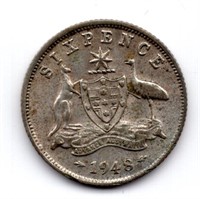 1948 Australia Sixpence Silver Coin