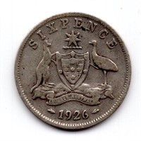 1926 Australia Sixpence Silver Coin