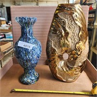 2 Vintage Vases - Gold Tone & Art Deco
