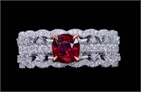 1.1ct Natural Pigeon Blood Ruby Ring, 18k gold