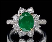 1.63ct Colombian Natural Emerald Ring, 18k gold